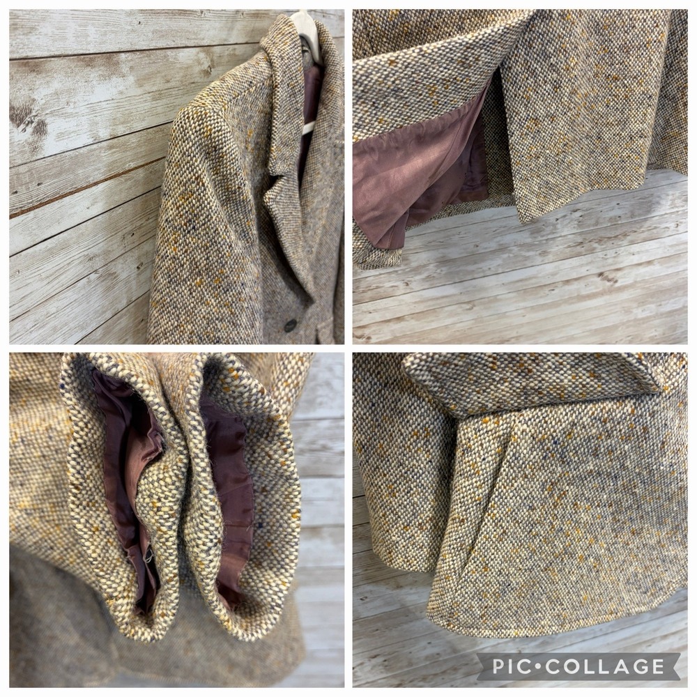 Vtg Hourihan by Jimmy Hourihan Womens 12 Blazer Beige Donegal Tweed Pure Wool - Picture 6 of 14